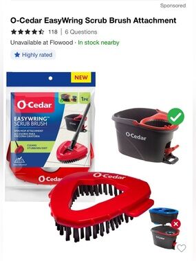 NEW O-Cedar EasyWring Scrub Brush Attachment